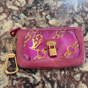Louis Vuitton Fuchsia and Gold Chain Pouch
